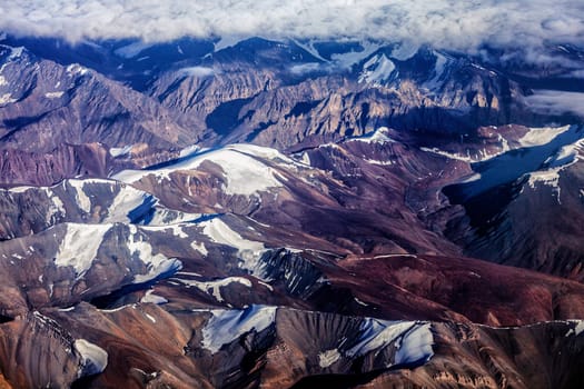 Himalayas mountains aerial view with clouds