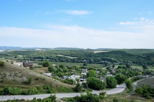 Crimean landscapes, driving on the roads of Crimea. Suburbs and villages and fields and trails of The Crimea.