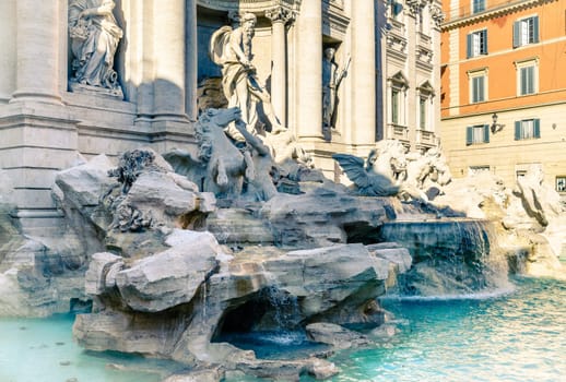 Historic Trevi Fountain - the largest Baroque fountain in Rome, Italy