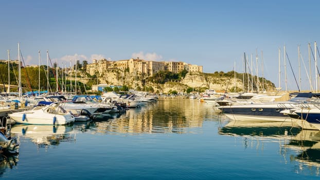 Beautiful morning at the marina in the city of Tropea, Italy