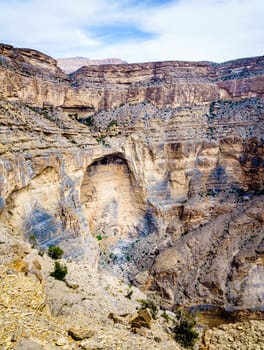 Erosion pattern in Wadi Ghul aka Grand Canyon of Arabia in Jebel Shams, Oman