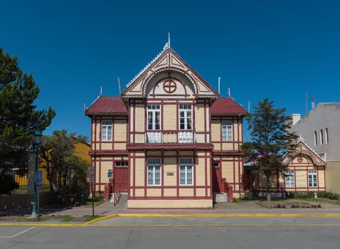 old half timbered house (cultural center) in Puerto Natales, Chile