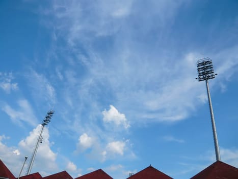Floodlights over football stadium