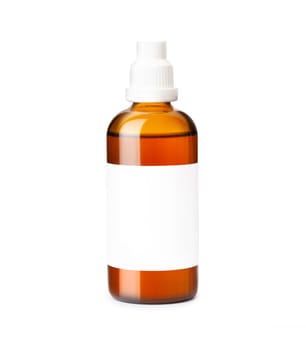 Closed medicine bottle close up isolated on white background. With clipping path elements