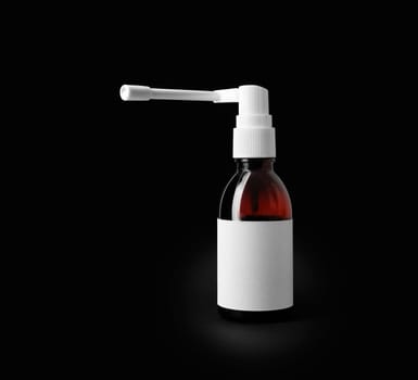 Throast spray medicine isolated on black background. With clipping path