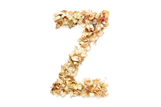 Letter Z made from coloured pencil shavings for use in your design.