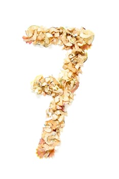 Number 7 made of pencil shavings for your project.