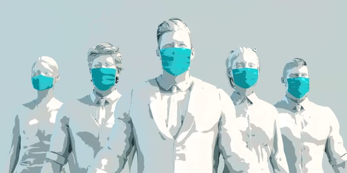 Healthcare Workers Standing Together United with Face Masks