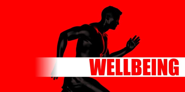 Wellbeing Concept with Fit Man Running Lifestyle