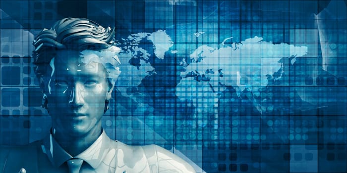 Asian Business Man with Management Strategy Concept Background
