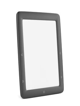 E-book reader on white background