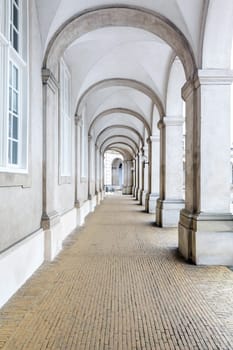 Architecture of corridor hall of Parliament building in Copenhagen Denmark. Landmark architecture and toyrism concept.