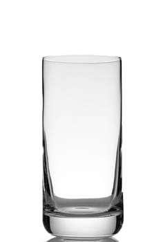Empty water glass in back lit white isolated