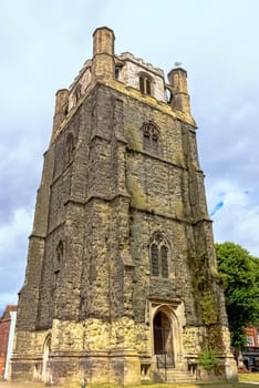 Chichester Cathedral (Cathedral Church of the Holy Trinity) free-standing medieval bell tower known as campanile in Chichester, West Sussex, United Kingdom on 14 July 2019