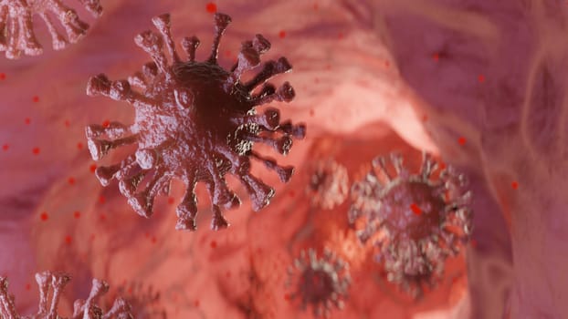 Coronavirus COVID-19, virus in blood, microbiology and virology concept 3d render illustration
