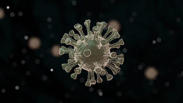 Corona Virus 3d render illustration, microbiology and virology concept  background