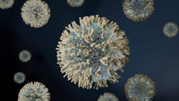 Coronavirus COVID-19, microbiology and virology concept, 3d render background
