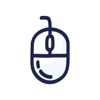 Computer mouse hand drawn outline doodle icon. Flat cartoon controller for video or computer game vector illustration