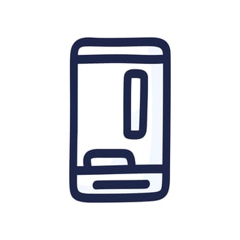 Mobile game on the phone. Hand-drawn mobile phone icon on which the game in doodle style is launched. Vector graphics. Vector illustration