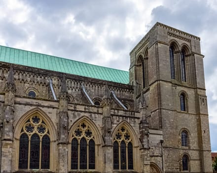 Chichester Cathedral, formally known as the Cathedral Church of the Holy Trinity in Chichester, West Sussex, United Kingdom on 14 July 2019