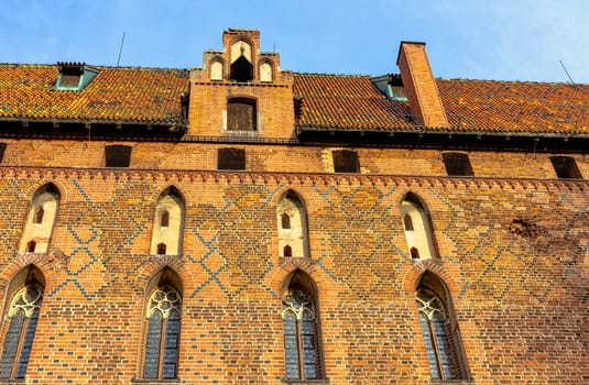 Castle of the Teutonic Order in Malbork - the largest castle in the world by land area in Malbork, Pomerania, Poland on 2 January 2020