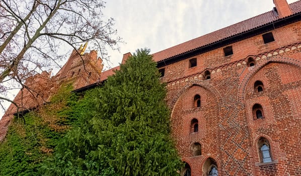 Castle of the Teutonic Order in Malbork - the largest castle in the world by land area in Malbork, Pomerania, Poland on 2 January 2020