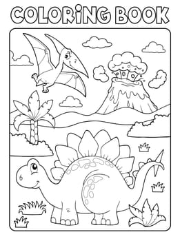 Coloring book dinosaur composition image 1 - picture illustration.