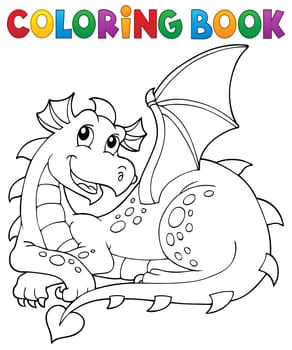 Coloring book lying dragon theme 1 - picture illustration.