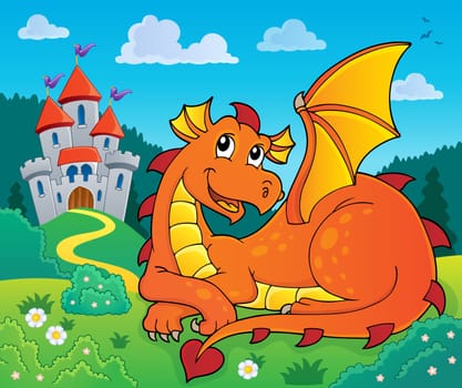 Lying dragon theme image 2 - picture illustration.