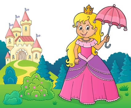 Princess with umbrella theme image 3 - picture illustration.