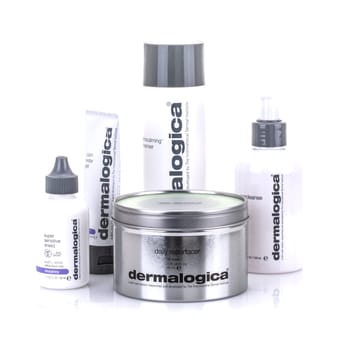 SWINDON, UK - AUGUST 18, 2018: Dermalogica skin care products on a White Background
