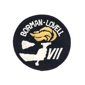 SWINDON, UK - FEBRUARY 23, 2014: Gemini 7 Mission Badgeon a white background