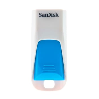 SWINDON, UK - AUGUST 15, 2014: San Disk USB drive on a white background