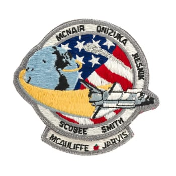 SWINDON, UK - FEBRUARY 23, 2014: Mission Badge from the ill fated STS-51L Space Shutle