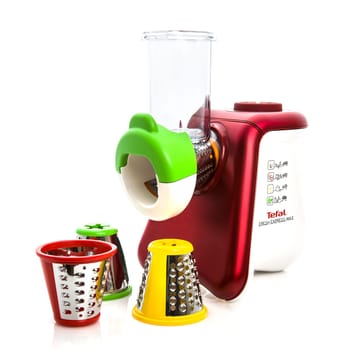 SWINDON, UK - AUGUST 23, 2014: Tefal Fresh Express Max Food Processor on a White Background
