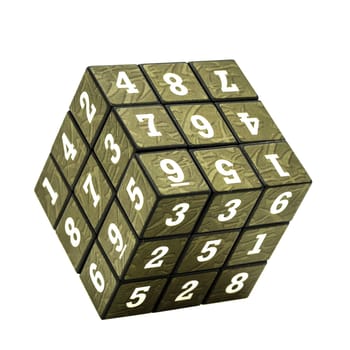 SWINDON, UK - MAY 2, 2014: Sudoku Numbers Cube on a white background