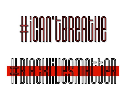 I Can't Breathe and Black Lives Matter. Protest Banner about Human Right of Black People in U.S. America. Vector Illustration. Icon Poster and Symbol.