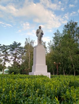 Krasnodar, Russia - July 23, 2019: Monument to Lenin on a pedestal in the park. Leader of communism
