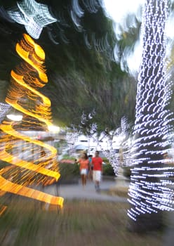 salvador, bahia / brazil - december 5, 2015: Christmas illumination is seen on the Itororo Dike in the city of Salvador.