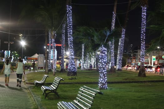 salvador, bahia / brazil - november 29, 2016: Christmas decoration lights are seen in Campo Grande Square in Salvador city.
