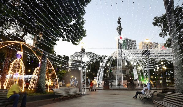 salvador, bahia / brazil - november 29, 2016: Christmas decoration lights are seen in Campo Grande Square in Salvador city.