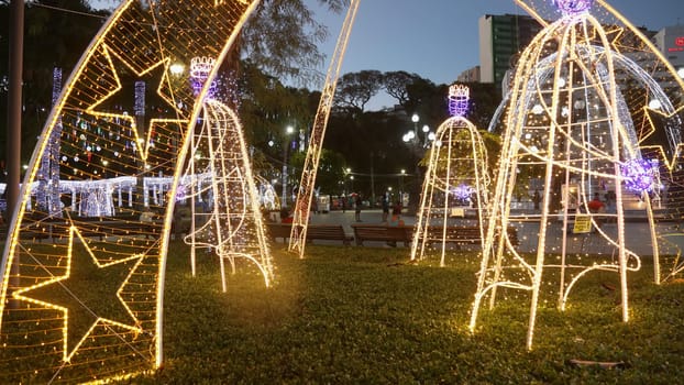 salvador, bahia / brazil - november 29, 2016: Christmas decoration lights are seen in Campo Grande Square in Salvador city.