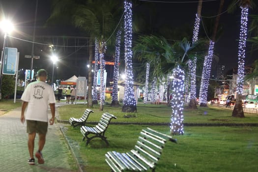 salvador, bahia / brazil - november 29, 2016: Christmas decoration lights are seen in Campo Grande Square in Salvador city.