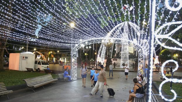 salvador, bahia / brazil - november 29, 2016: Christmas decoration lights are seen in Campo Grande Square in Salvador city.