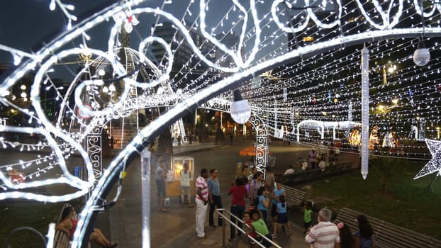 salvador, bahia / brazil - november 29, 2016: Christmas decoration lights are seen in Campo Grande Square in Salvador city.