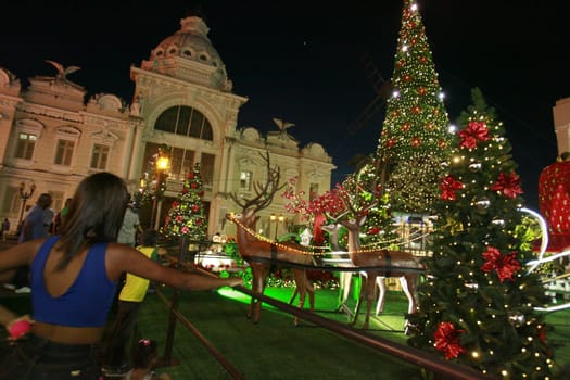 salvador, bahia / brazil - december 5, 2016: Village of Noel, Christmas decoration mounted in the Municipal Square of Salvador city.