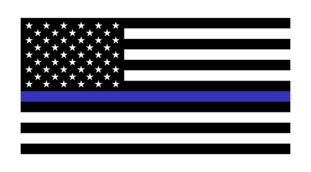 Vector United States flag with blue line to honor police and law. Background, officer.