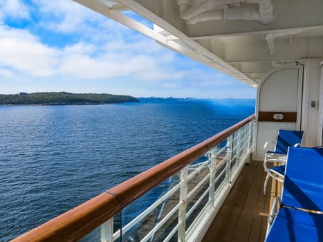 The view of McNabs Island, Halifax, Nova Scotia, Canada from a cruise ship balcony