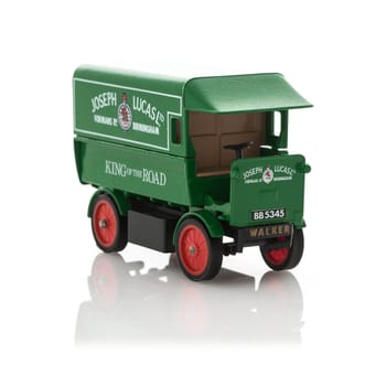 SWINDON, UK - JUNE 21, 2015: Matchbox Yesteryear Y29 1919 Walker Electric Van with Joseph Lucas logos