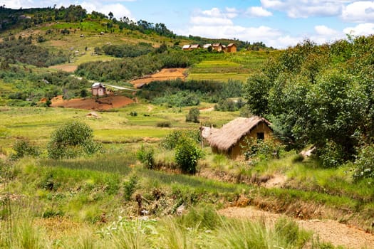 The Landscape shots of green fields and landscapes on the island of Madagascar